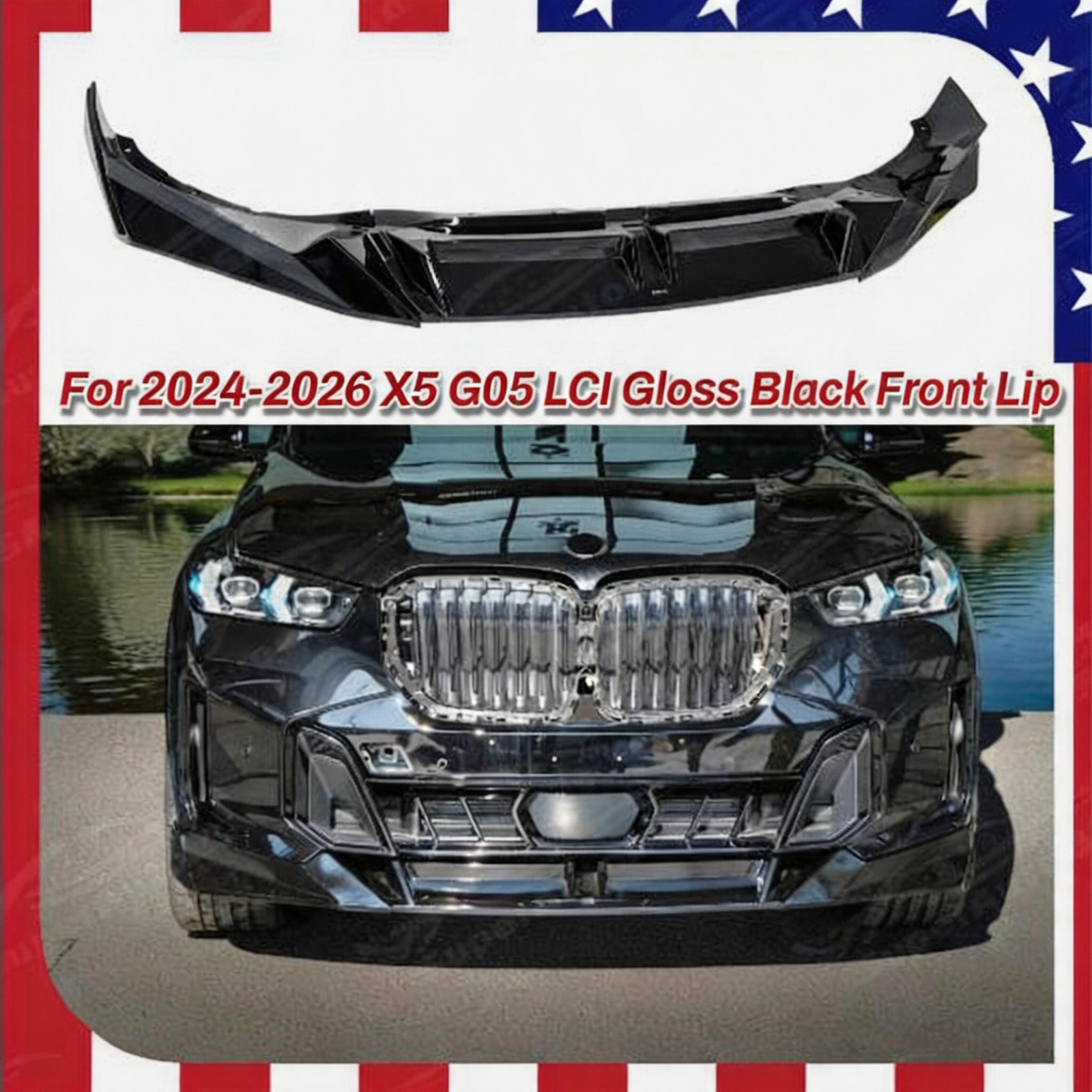 Fits 2024-26 BMW G05 X5 LCI M Package V Style Front Spoiler Car Bumper Lower Lip