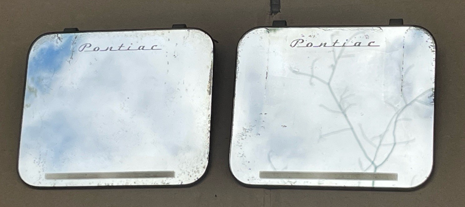 vintage pontiac script visor mirror clip on accessory 2 included