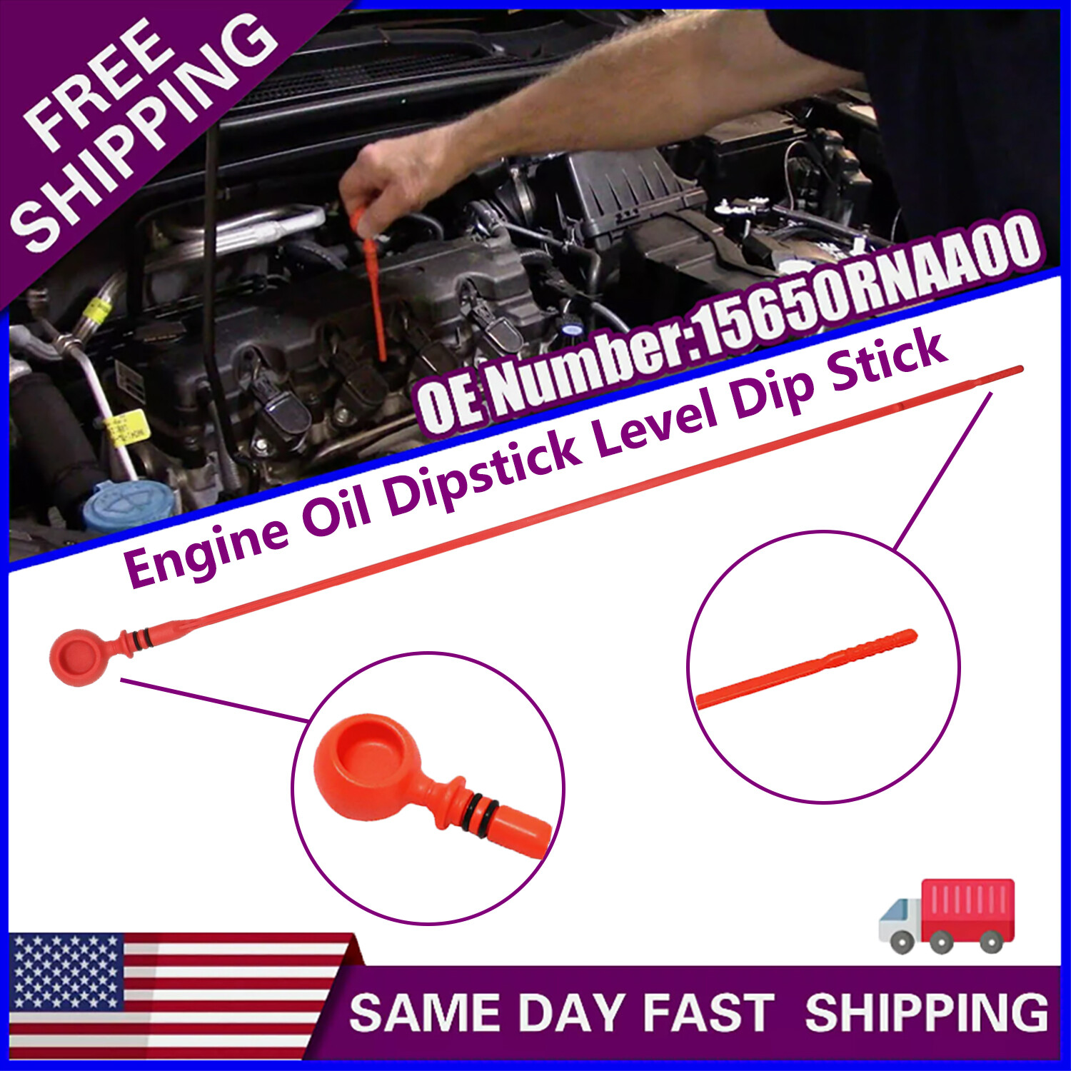 15650-RNA-A00 Engine Oil Dipstick Level Dip Stick For Honda Civic/HR-V 06-15