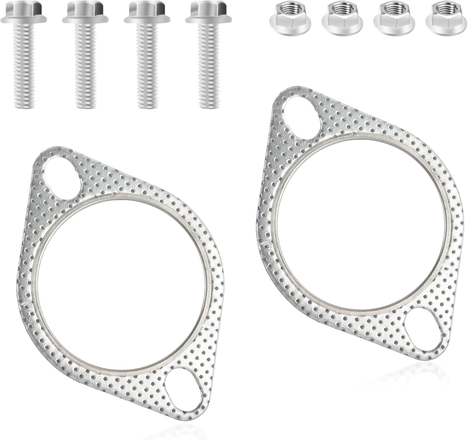 2PCS Exhaust Flange Gasket + 4PCS Exhaust Bolts2.25