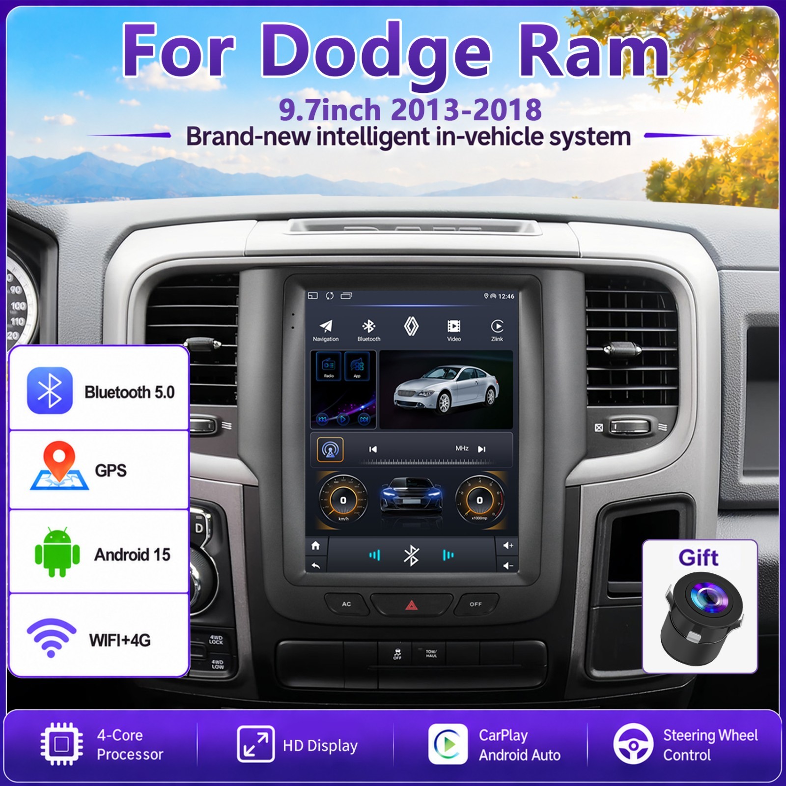 9.7\'\' For 2013-2018 Dodge Ram 1500 2500 3500 Apple Carplay Car Stereo GPS Radio 9.7\'\' For 2013-2018 Dodge Ram 1500 2500 3500 Apple Carplay Car Stereo GPS Radio