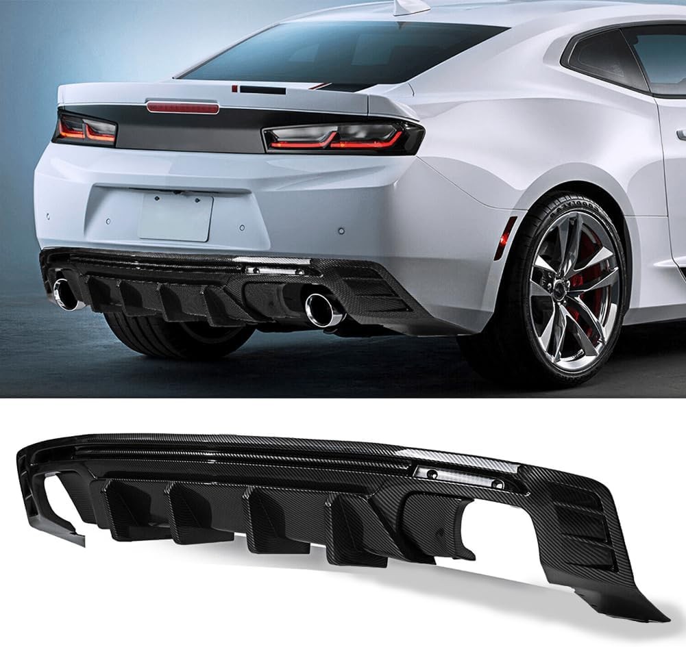 7PCS Carbon Look Rear Bumper Diffuser Lip For Chevy Camaro SS LT LS 2016-2024