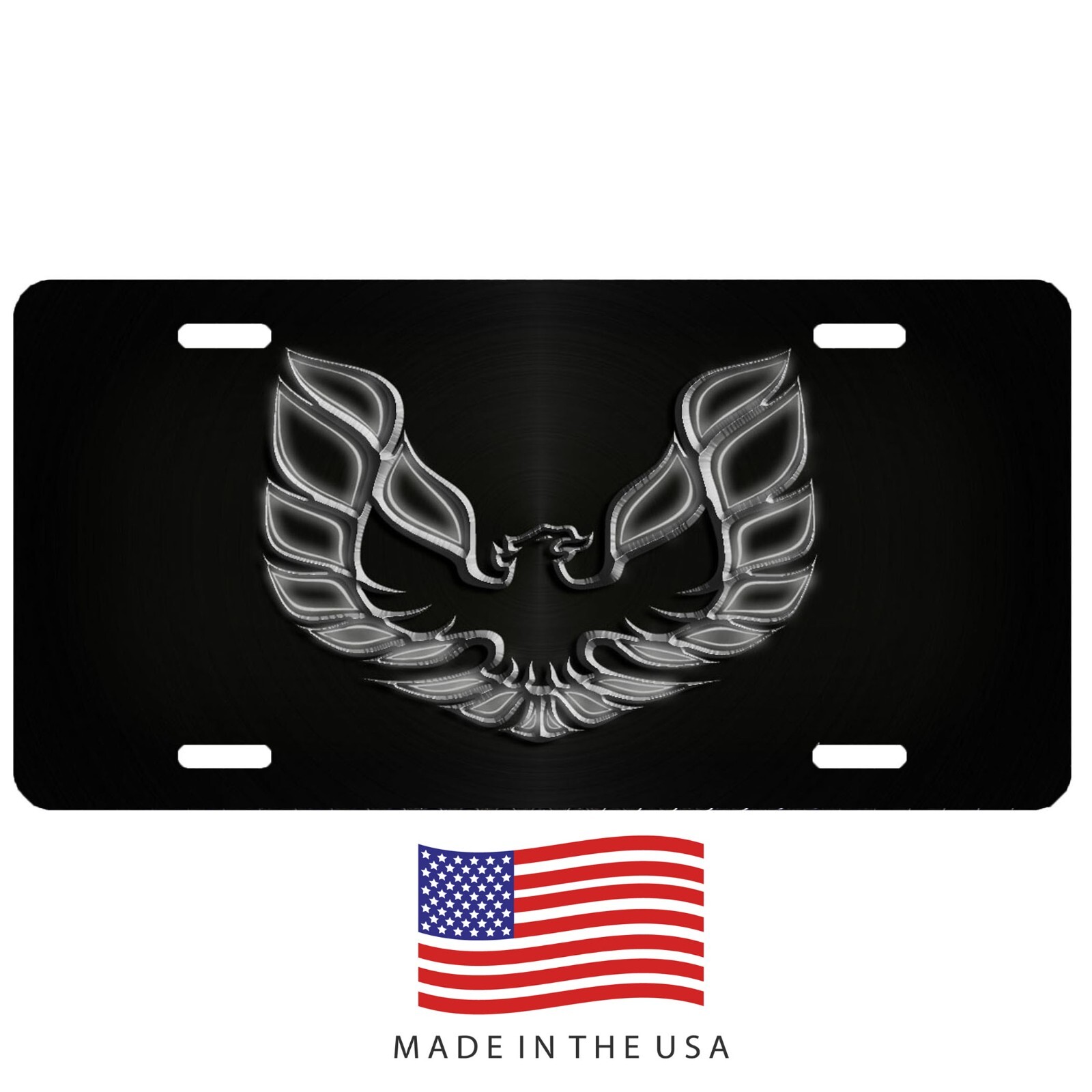 Firebird art aluminum vehicle license plate car truck SUV tag white and black