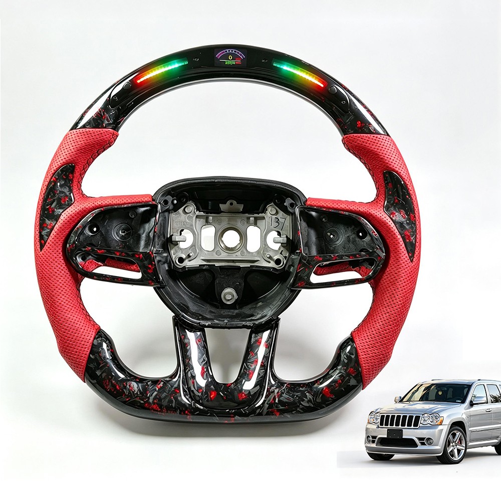LED Carbon fiber Steering Wheel for Dodge Charger Hellcat Jeep SRT 8 2015-2025