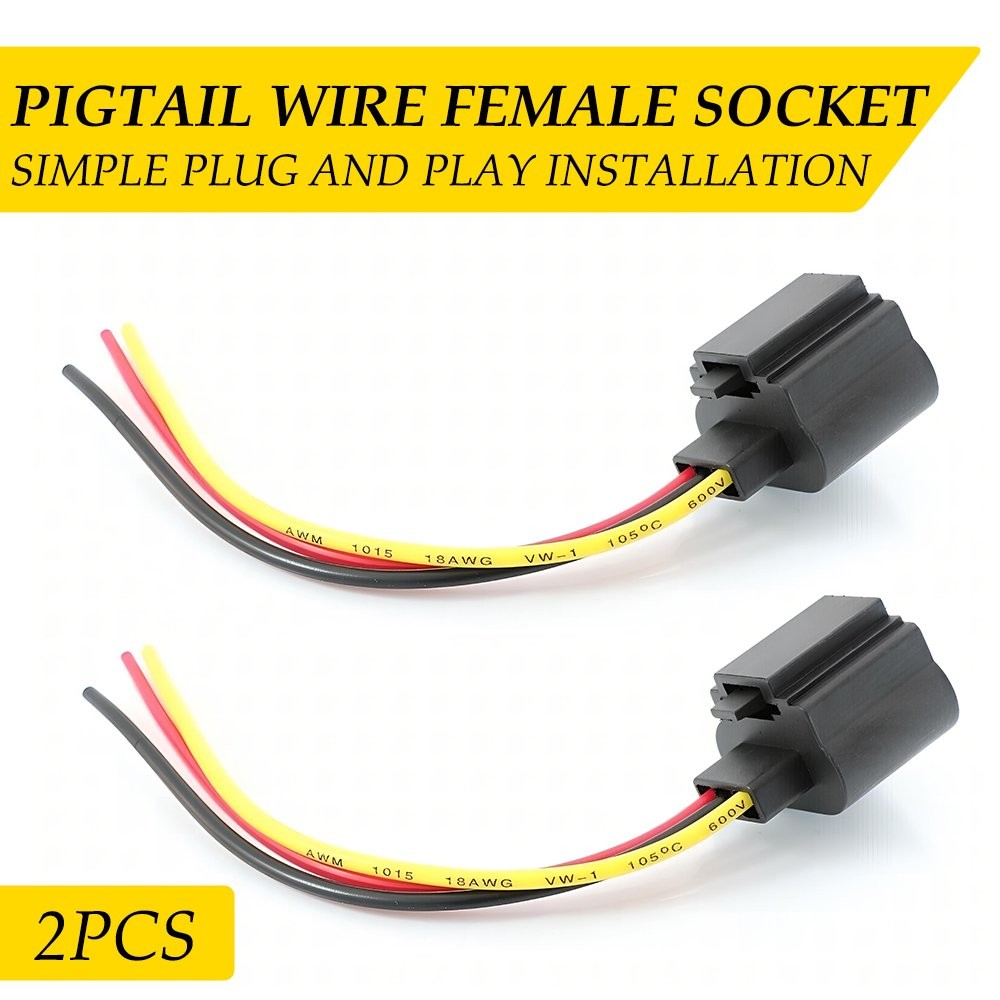 Two Head Harness Light Bulb Repair Plug Socket Wire Pigtail Female P 9008 H13