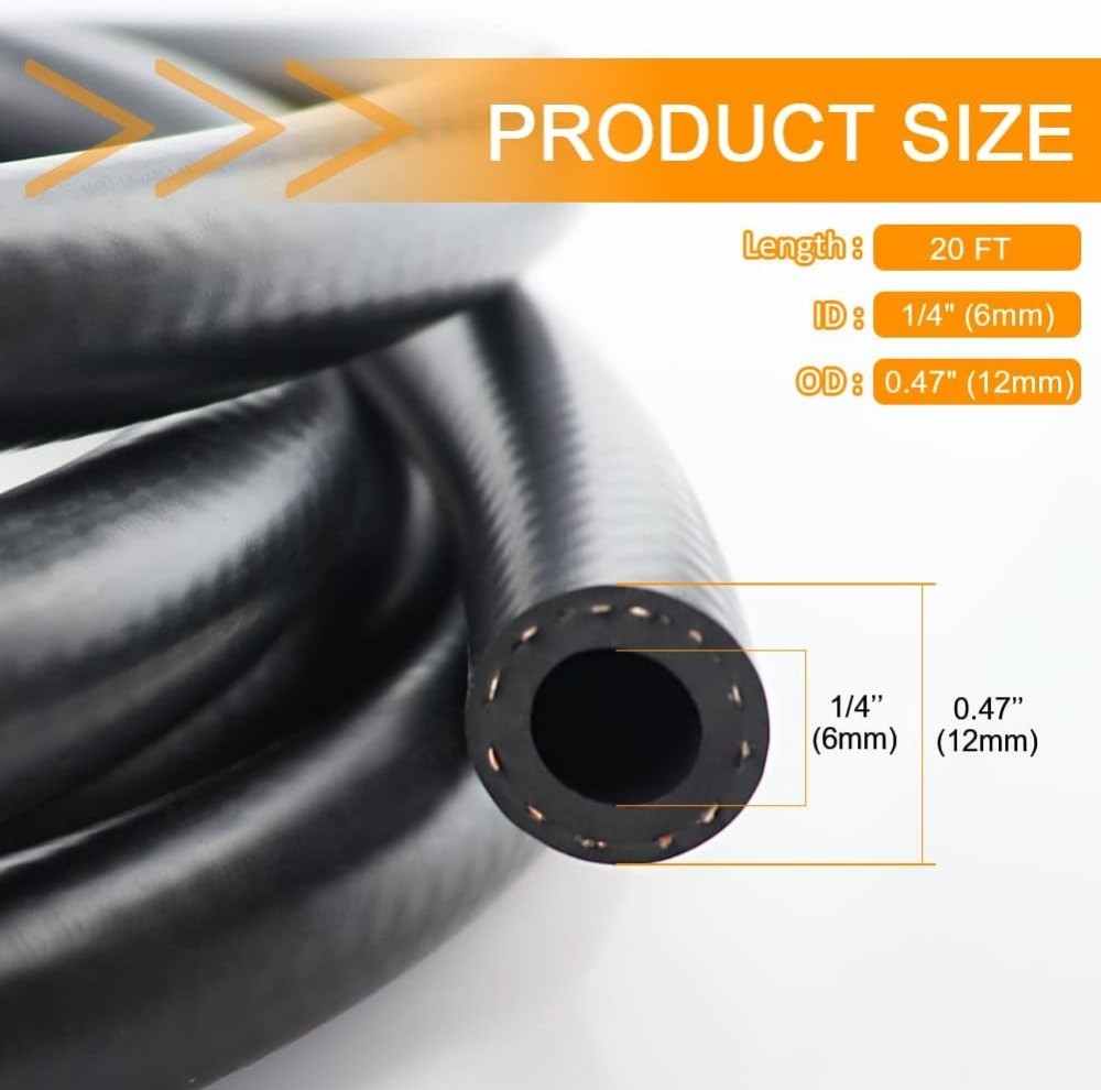 Fuel Line Hose Gas Lines Rubber NBR Push on Hose 1/4 Fuel Line Hose Gas Lines Rubber NBR Push on Hose 1/4