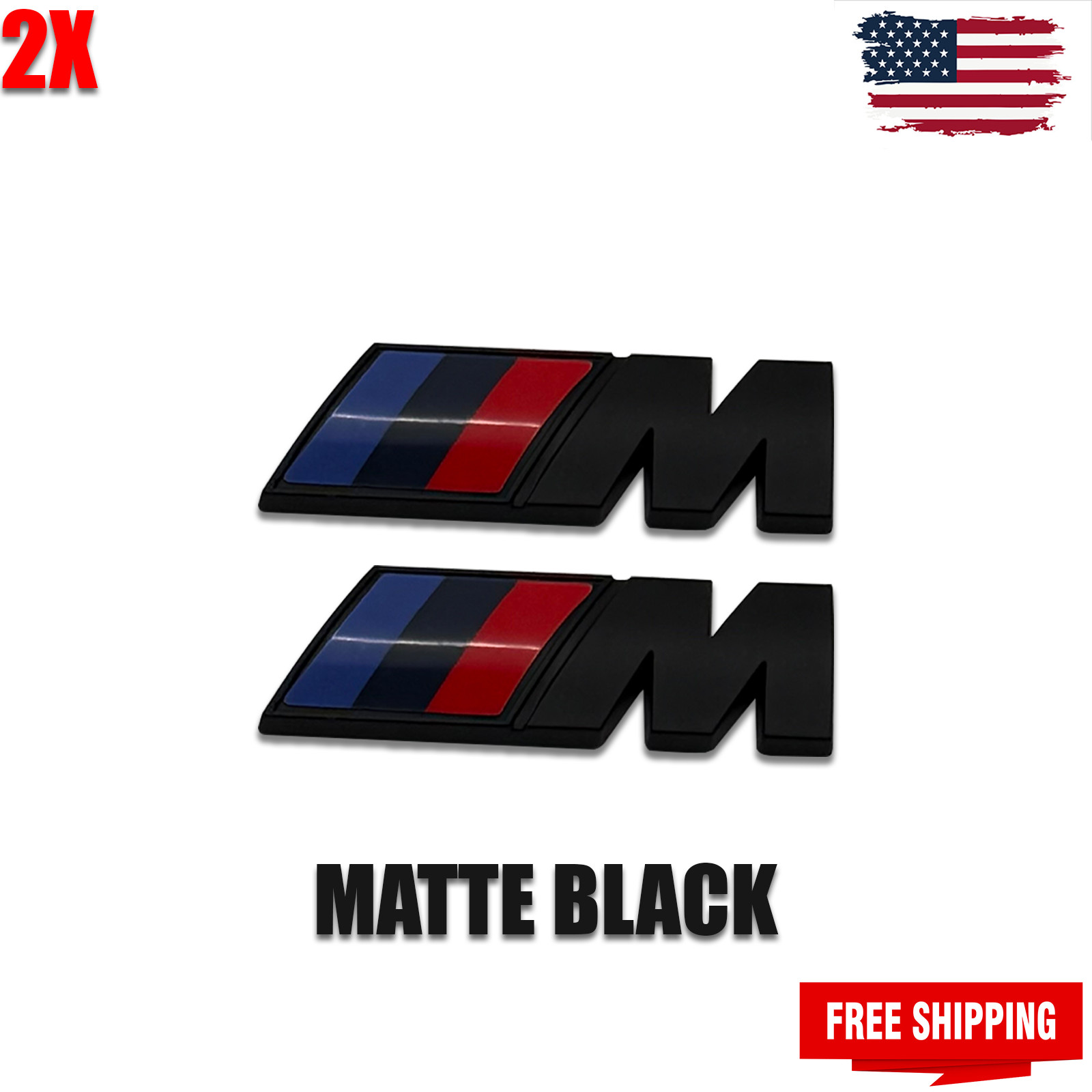 BMW M-Performance Fender Emblem Badge - MATTE Black (2 pack)-NEW