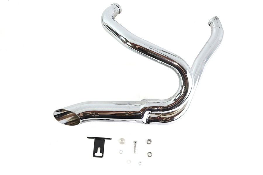Chrome Wyatt Gatling 2 into 1 Exhaust Pipe Header Kit for Harley-Davidson