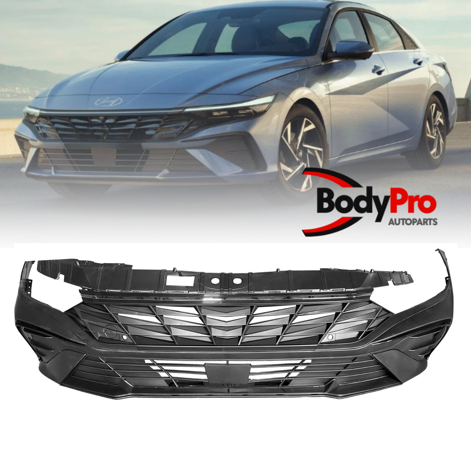 For 2024-2025 Hyundai Elantra Front Bumper Cover Complete Set Grille Upper+Lower
