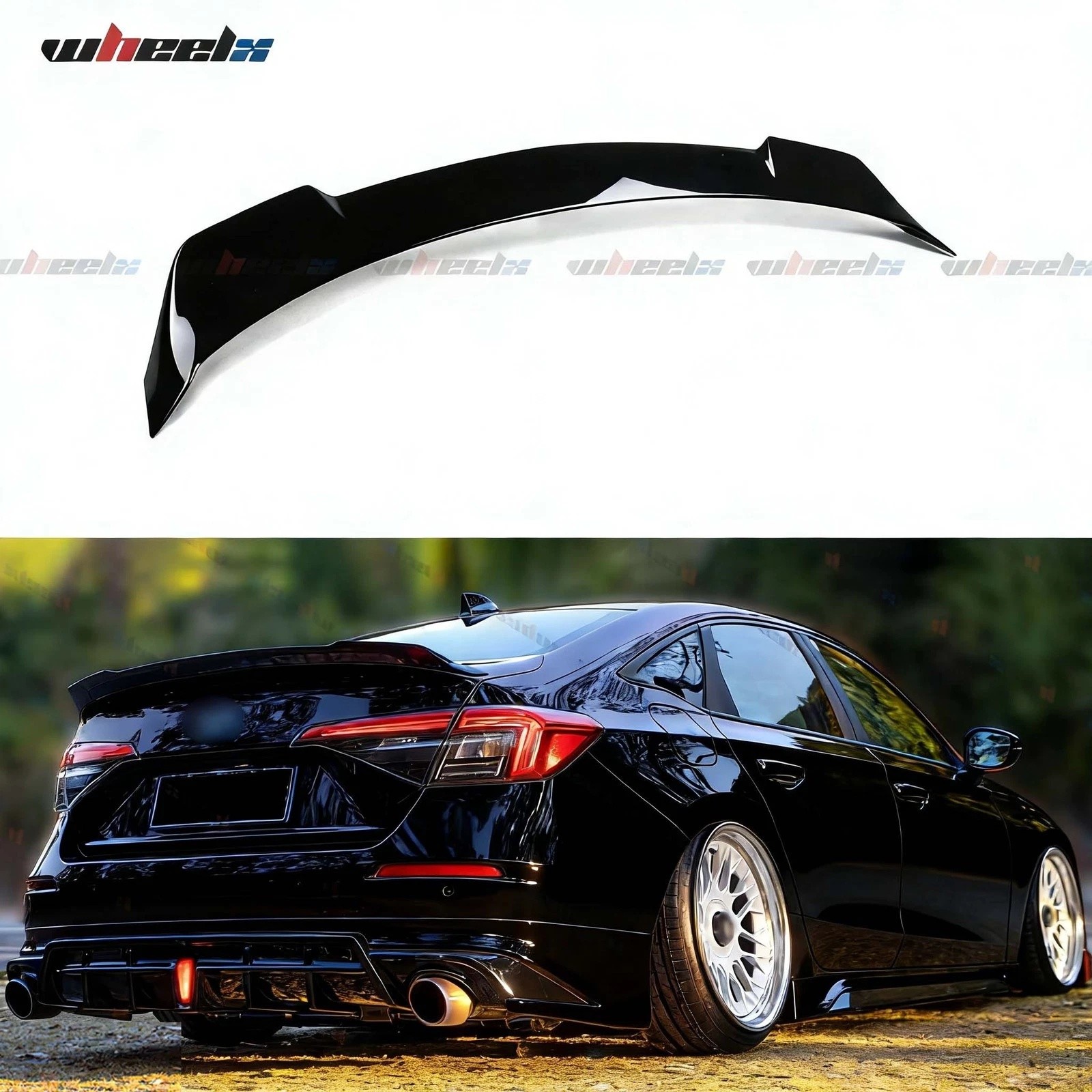 Fits Honda Civic 2022-2026 11th Yofer Style Gloss Black High Kick Trunk Spoiler