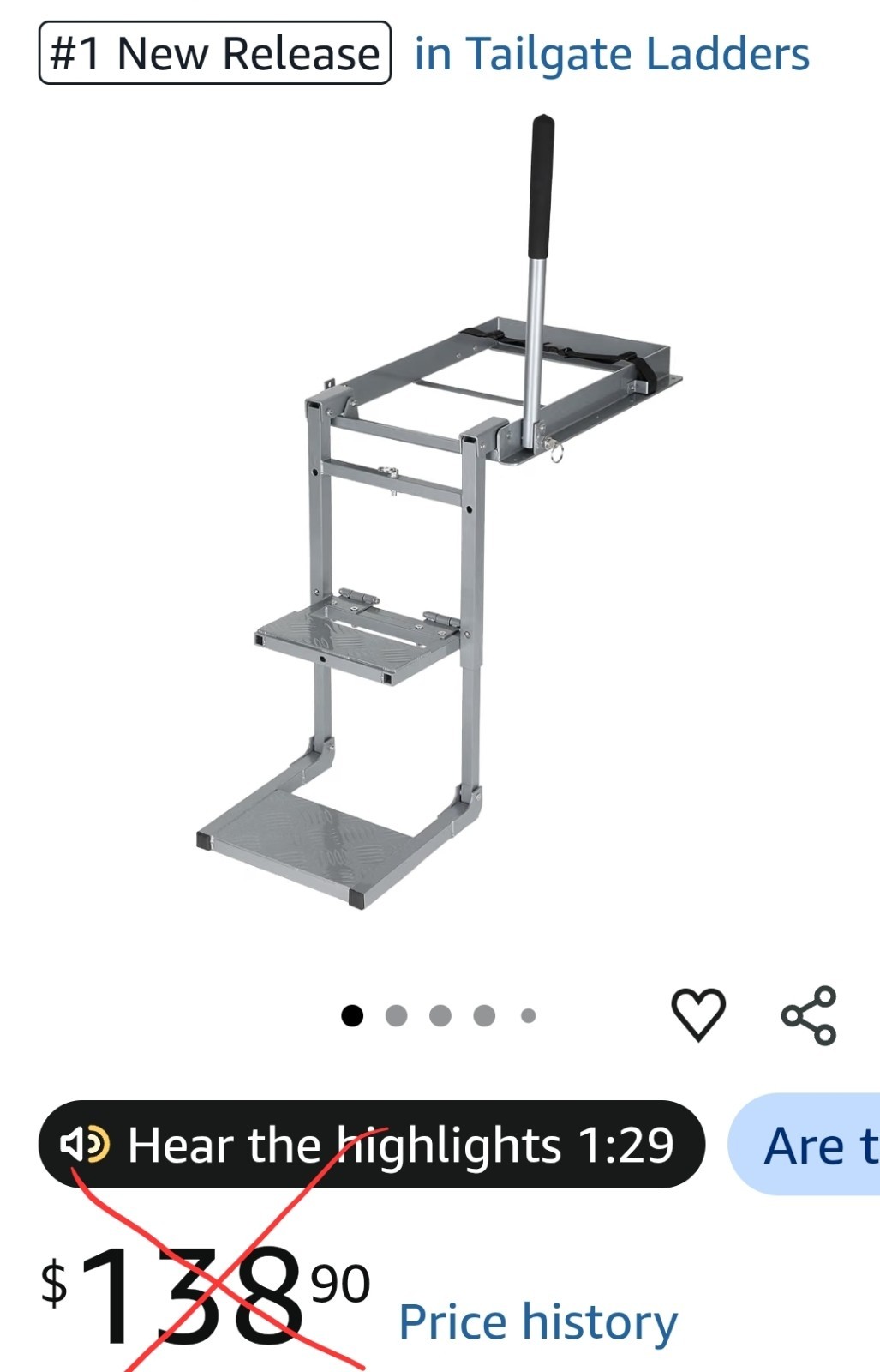 Tailgate Ladder Foldable Easy Storage Holds Up to 300 LBS