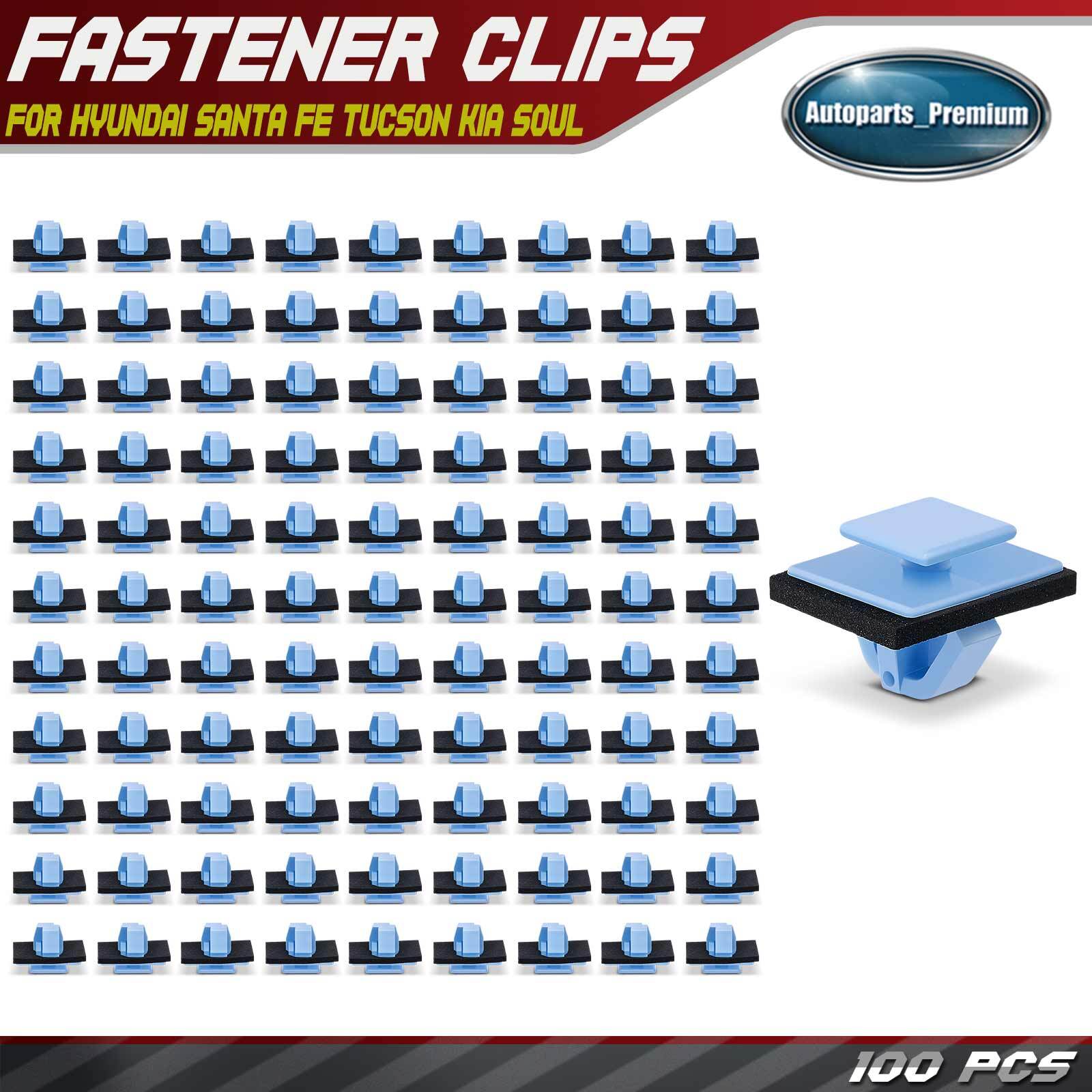 100Pcs 14mm Nylon Rocker Panel Retainer Moulding Clips w/ Sealer for Hyundai Kia