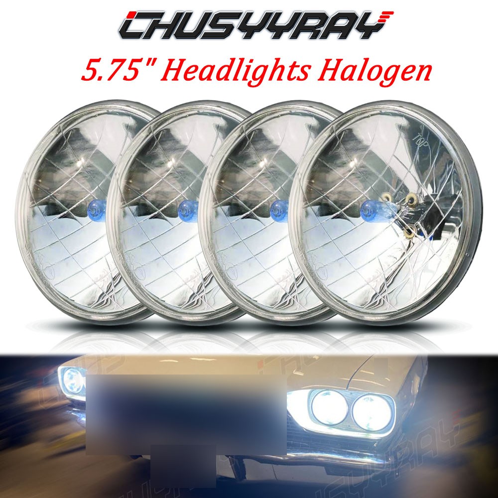 4PC Fit Chevy Corvette 1964-82  DOT 5.75 5-3/4 inch Headlights Halogen Hi/Lo