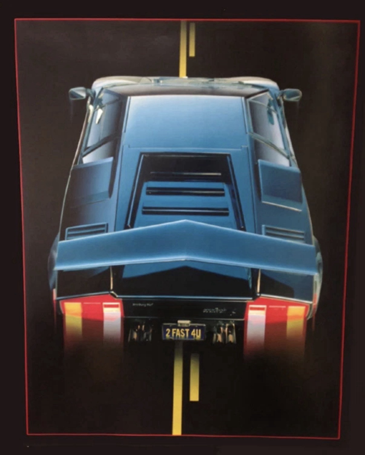 Lamborghini Countach “ 2 FAST 4 YOU”  Original 1981+2 Free Car PosterGREAT DEAL