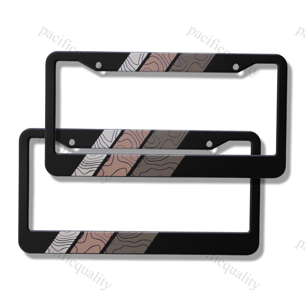 2PCS Retro Stripes TRD Desert Scheme Topographic Aluminum License Plate Frame