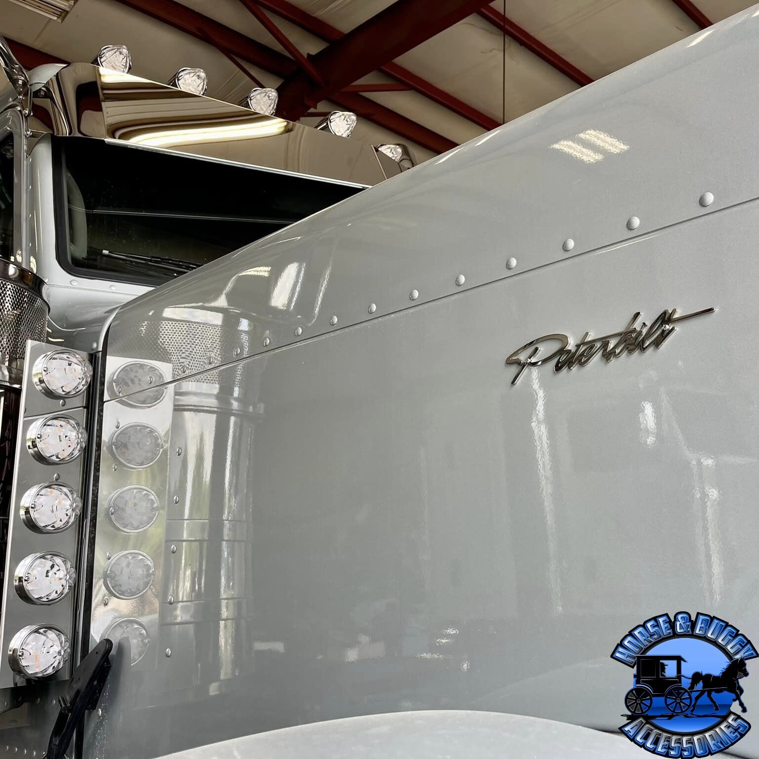 Stainless Peterbilt Emblem logos side, front of hood (Sold by the Piece) nu-1054 Stainless Peterbilt Emblem logos side, front of hood (Sold by the Piece) nu-1054