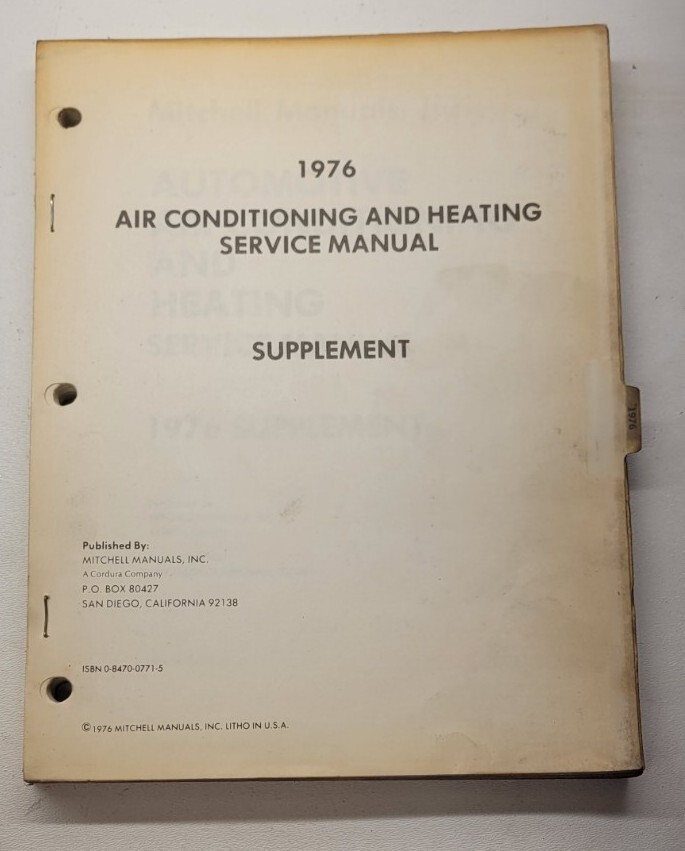 VTG 1976 MITCHELL 1976 AIR CONDITIONING AND HEATING SERVICE MANUAL SUPPLEMENT