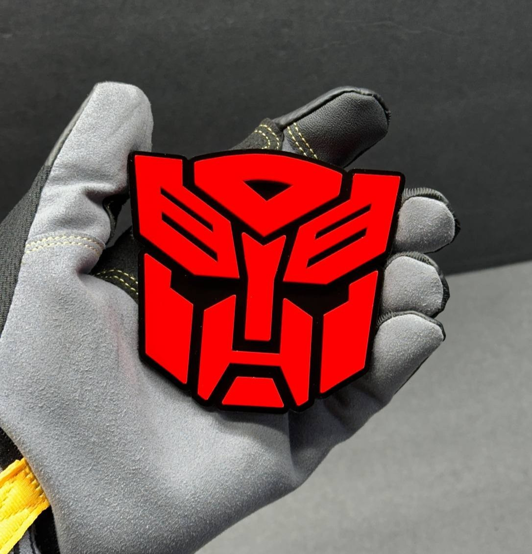 2x Autobot Transformer Mask Car Fender Badge Emblem Red / Black Decal