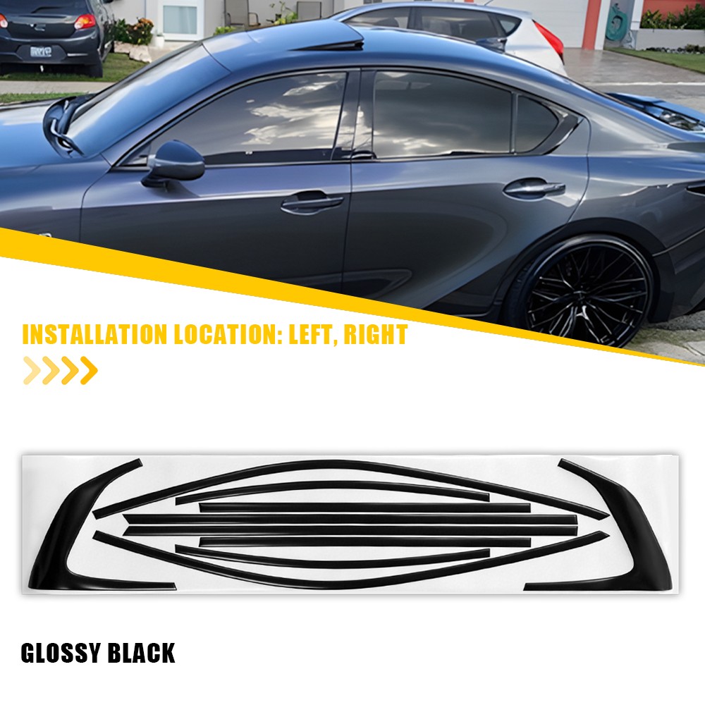 1Set Glossy Black Chrome Delete Blackout Window Overlay For Lexus IS 2021-2025