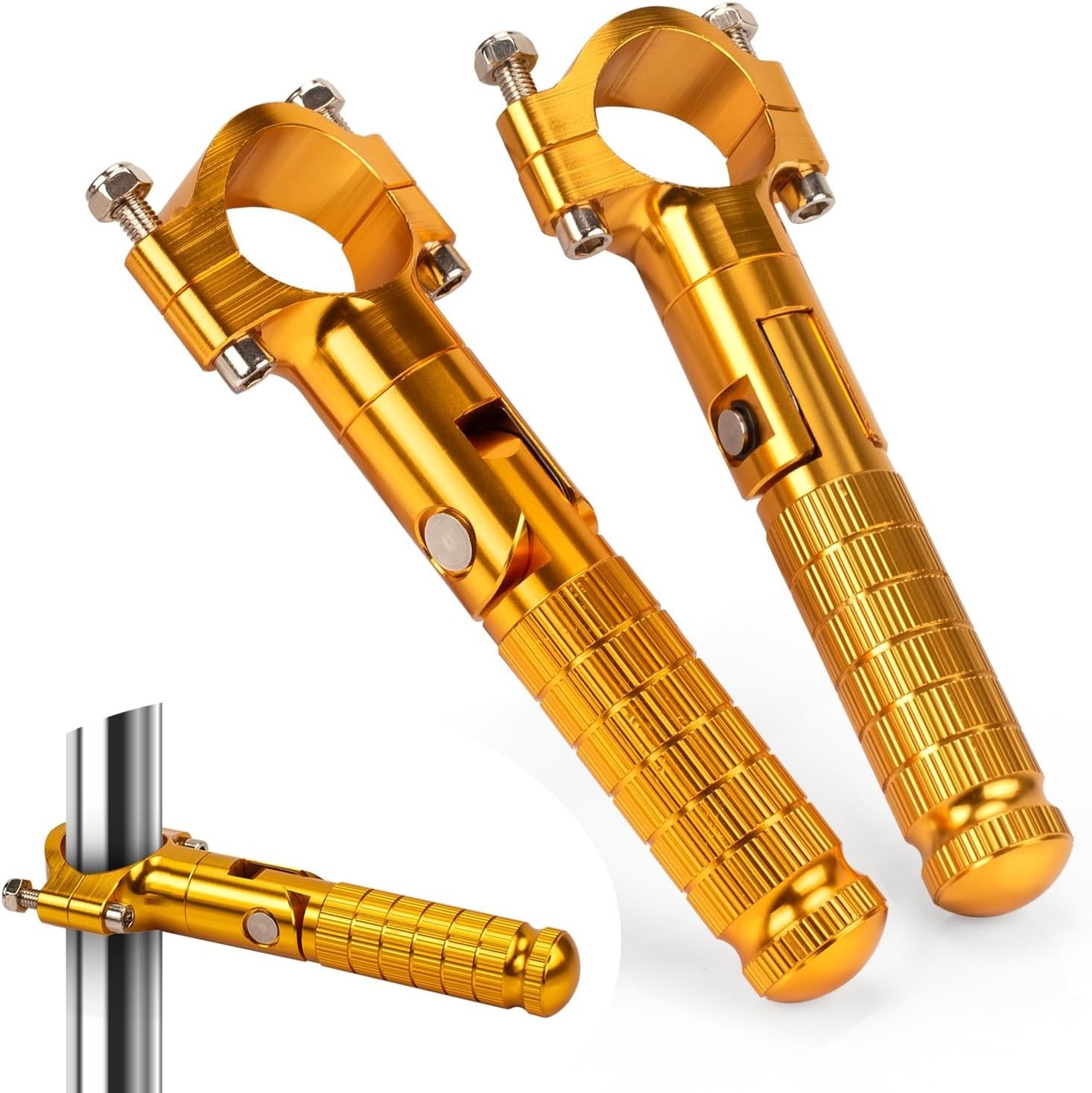 Foldable 1.25 Motorcycle Highway Foot Pegs 32mm Crash Bars, CNC Anti-Color: Gold Foldable 1.25 Motorcycle Highway Foot Pegs 32mm Crash Bars, CNC Anti-Color: Gold