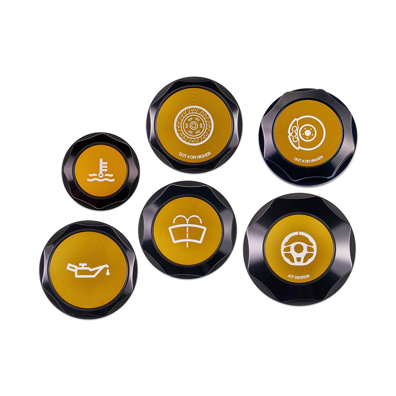 IAG Revolve Engine Bay Dress-Up Cap Kit for Subaru 02-07 WRX, 04-07 STI, Gold