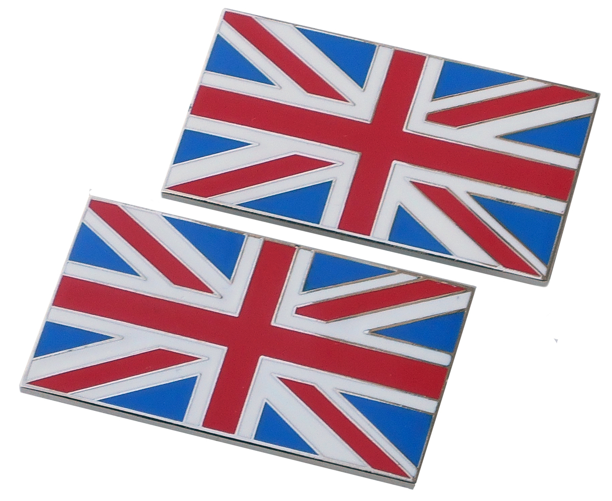 Union Jack metal flag body badges (pair) - self adhesive