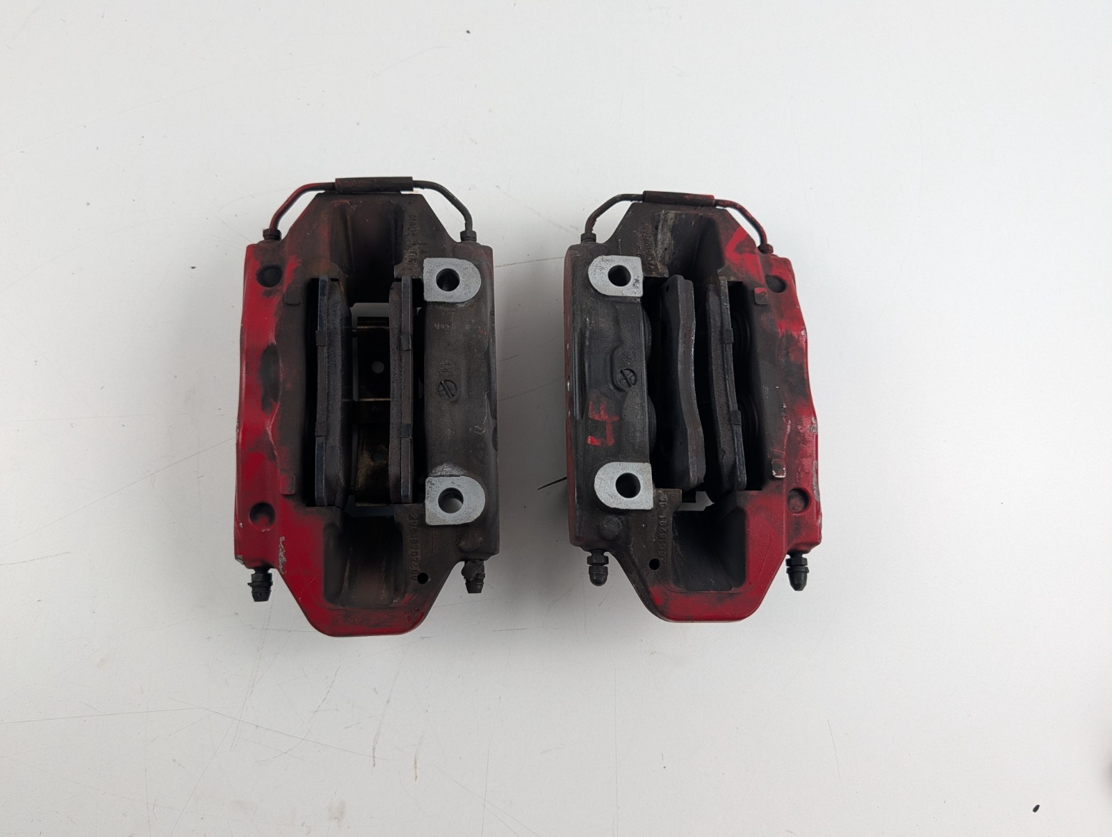 2014-2017 Maserati Ghibli Rear Left & Right Side Parking Brake Caliper Red OEM