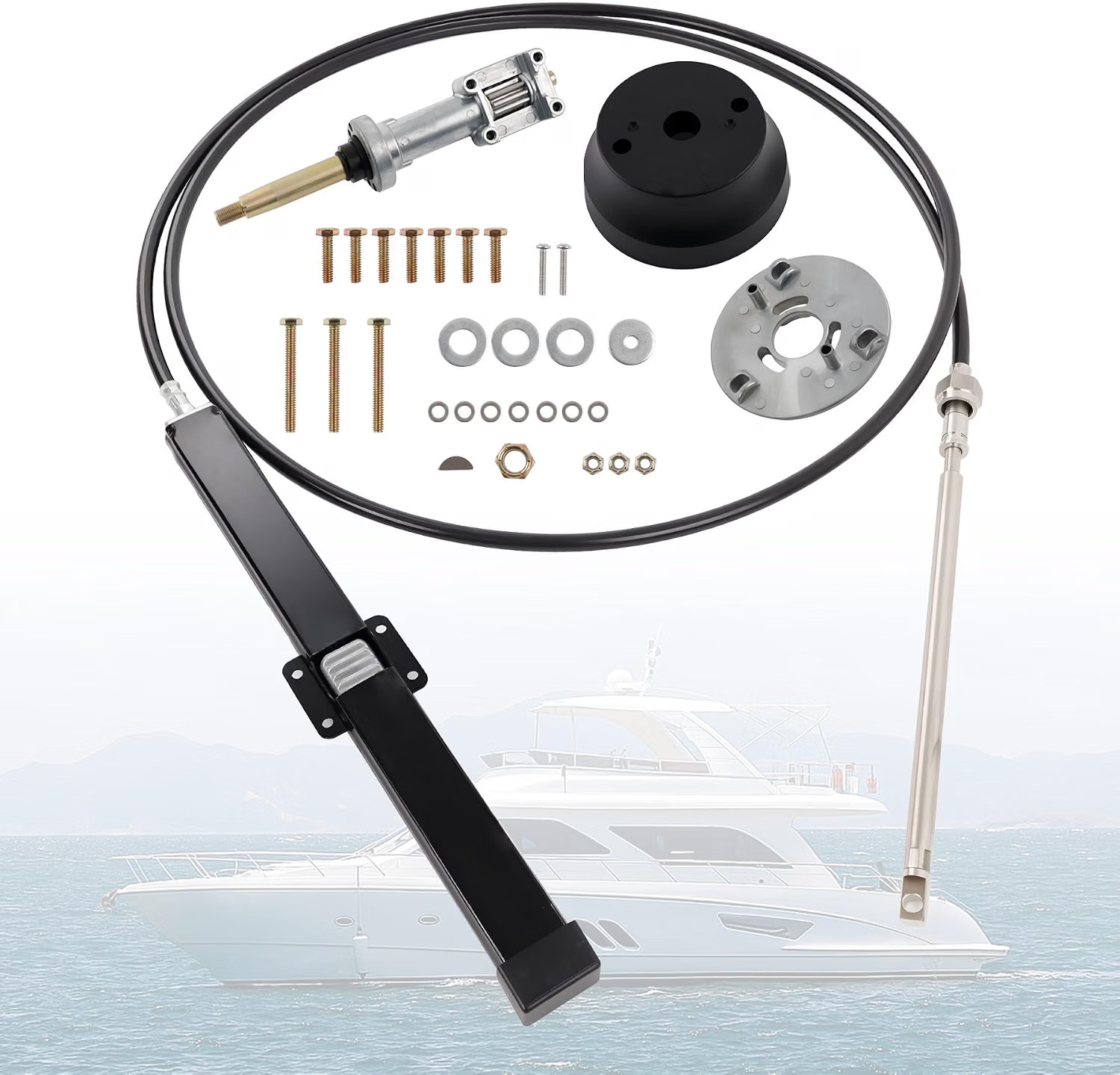 Boat Steering Cable Kit Back Mount Rack & Pinion Fits Teleflex Seastar 14\' Boat Steering Cable Kit Back Mount Rack & Pinion Fits Teleflex Seastar 14\'