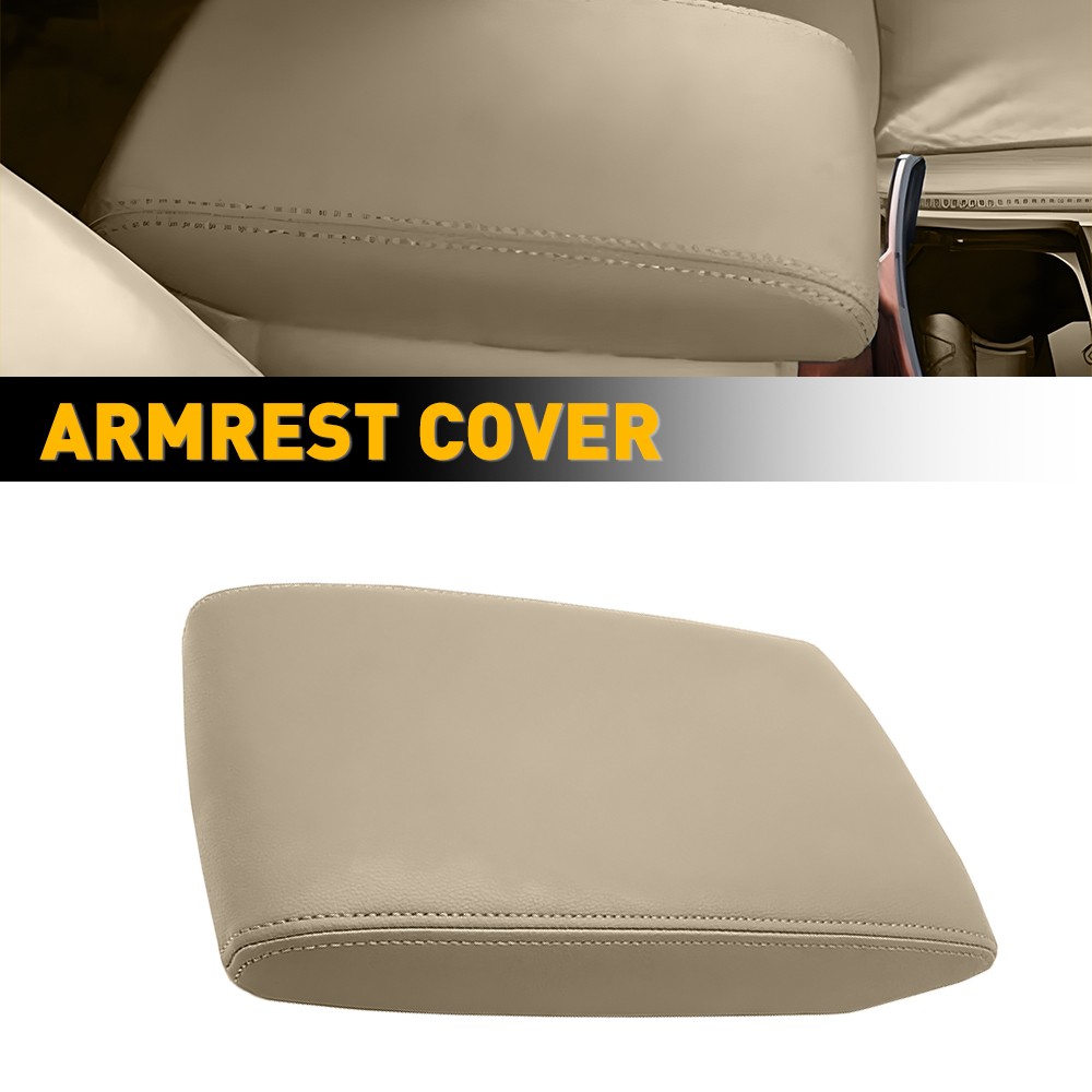 Fits 2008-2013 Toyota Highlander Leather Center Console Lid Armrest Cover Beige