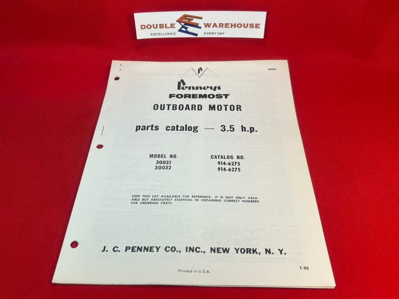 1965 J.C. Penneys Foremost 3.5 HP Outboard Motor Parts Catalog 30031 30032 #2 1965 J.C. Penneys Foremost 3.5 HP Outboard Motor Parts Catalog 30031 30032 #2
