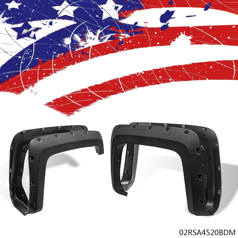 4PC Fit For 14-18 Chevy Silverado 6.5'-8' Bed Pocket-Riveted Wheel Fender Flares