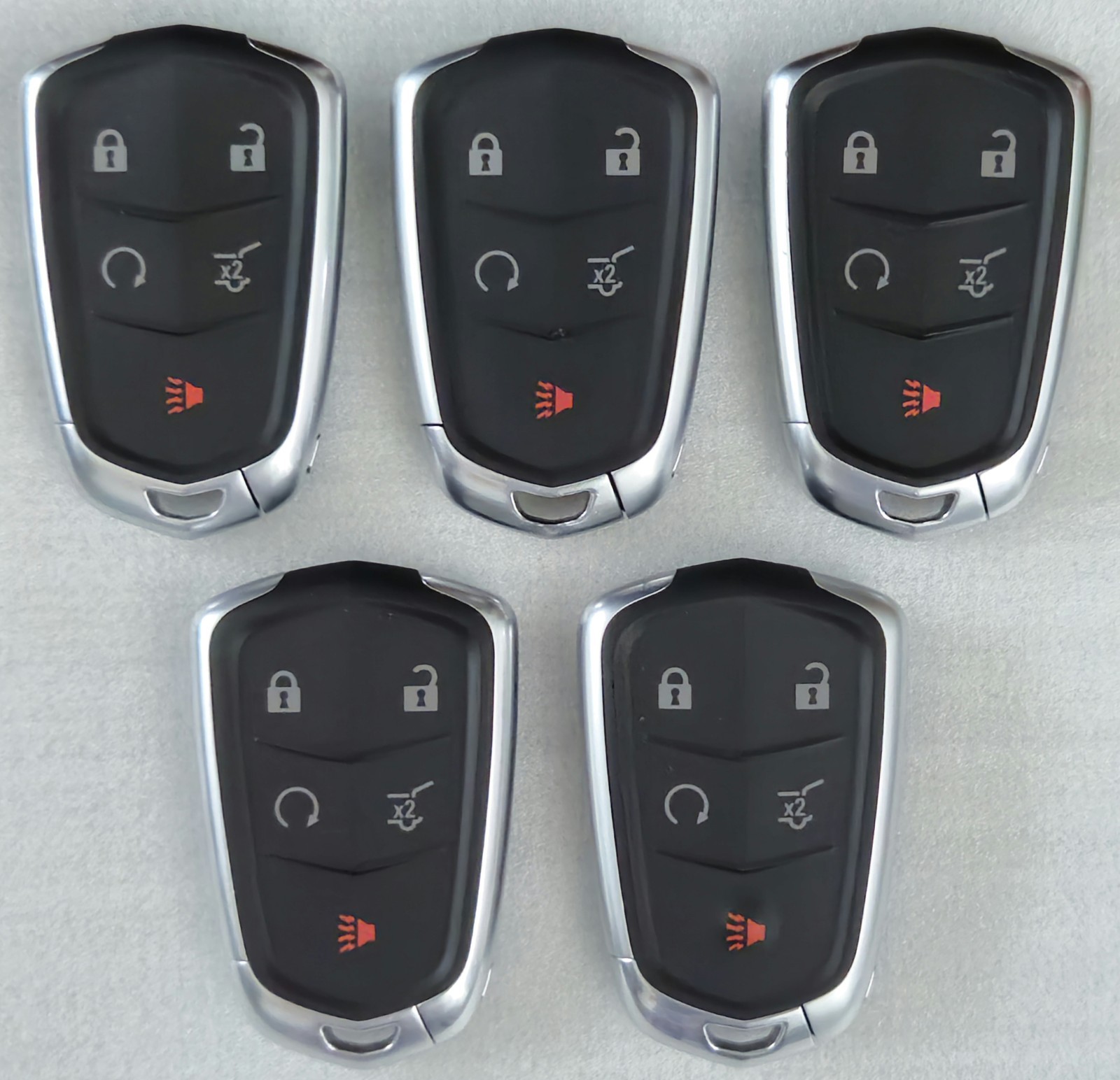 Used  Lot of 5 OEM Cadillac 5-Button Smart Key Fobs