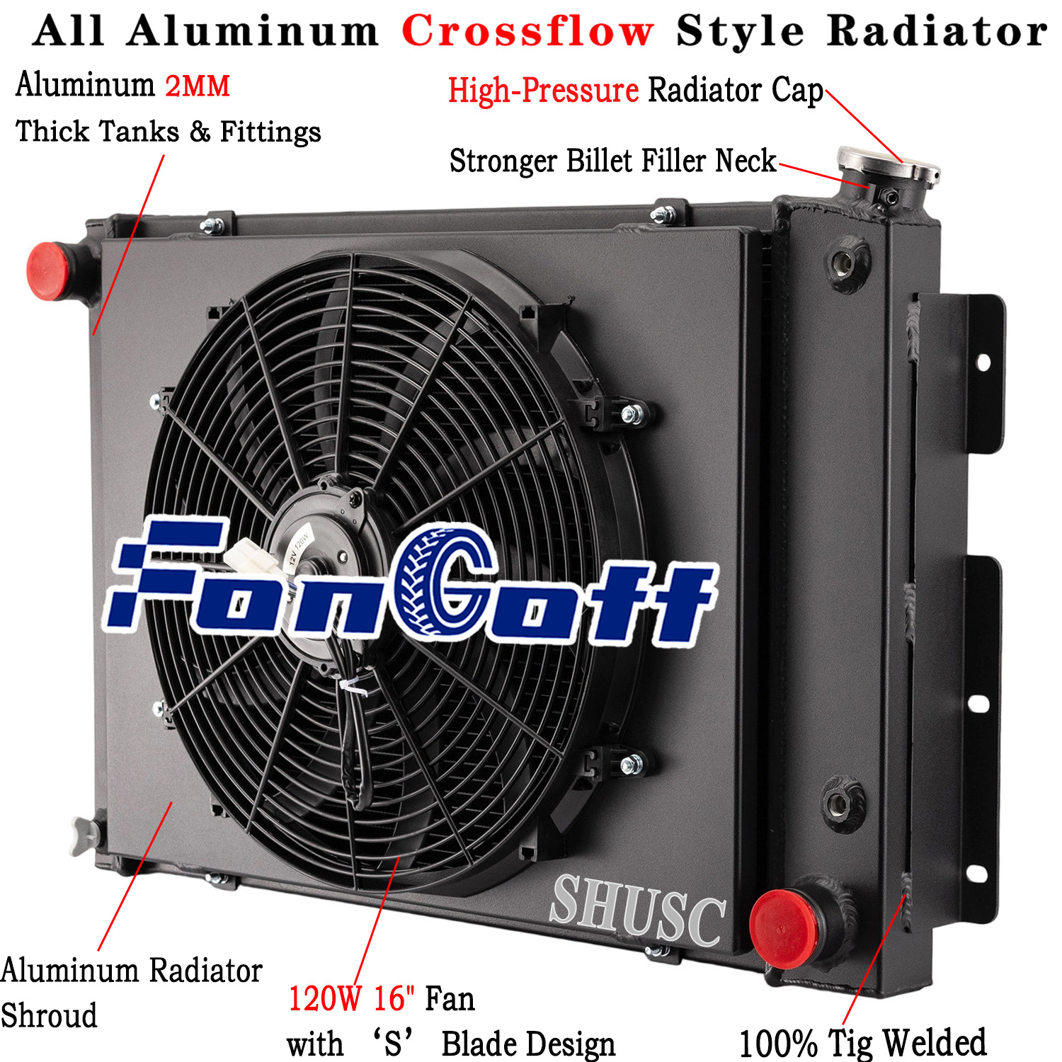 3 Row Radiator Shroud Fan For 1967 1968 1969 Chevy Camaro Pontiac Firebird,