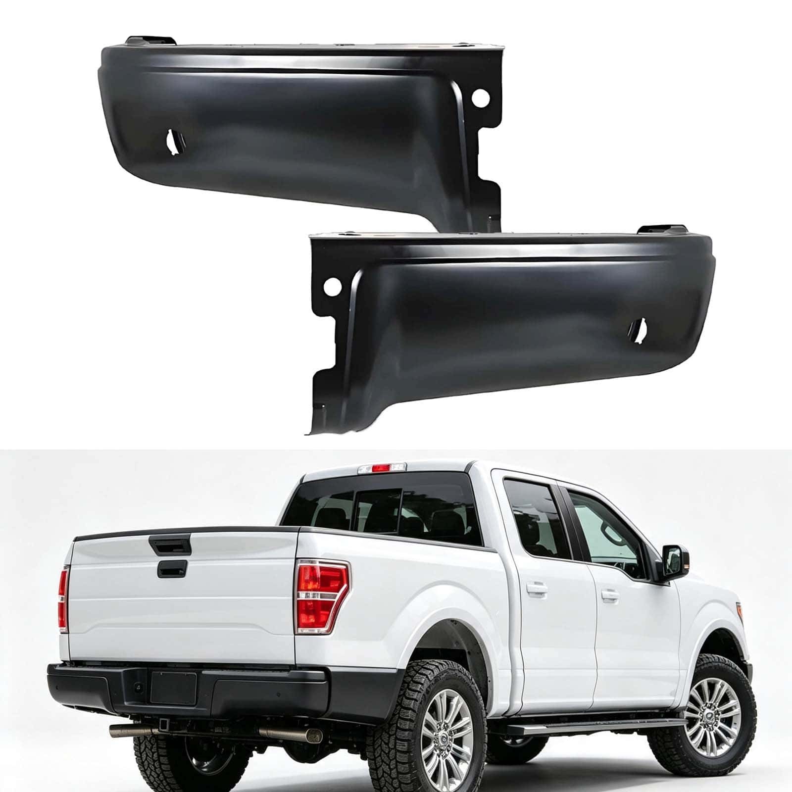 1 Pair Rear Bumper End Caps For 09-14 Ford F-150 With/Without Sensor Holes