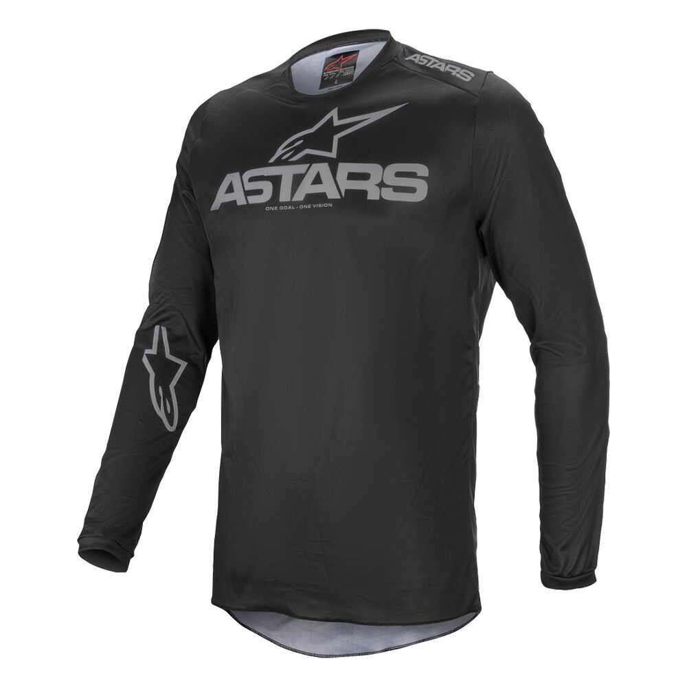 Alpinestars Fluid Graphite Black/Gray MX Off-Road Jersey - Men's Sizes SM - XL Alpinestars Fluid Graphite Black/Gray MX Off-Road Jersey - Men's Sizes SM - XL