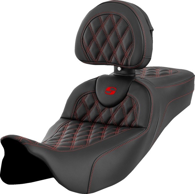 Saddlemen RoadSofa LS Ext. Reach Seat With Backrest Red Stitch #284794
