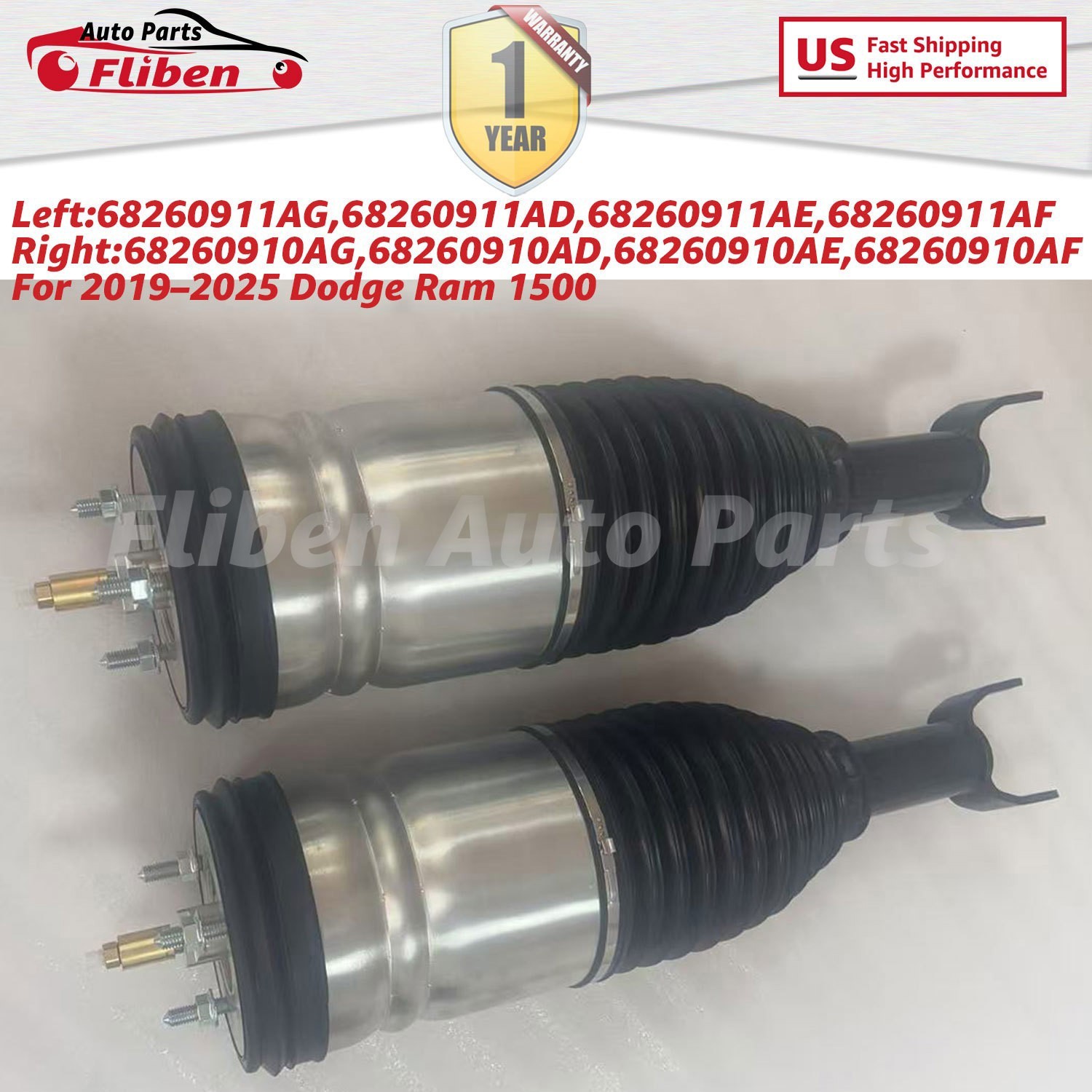2X Front Left Right Air Strut 68260911AG 68260910AG Fit 2019-2025 Dodge Ram 1500