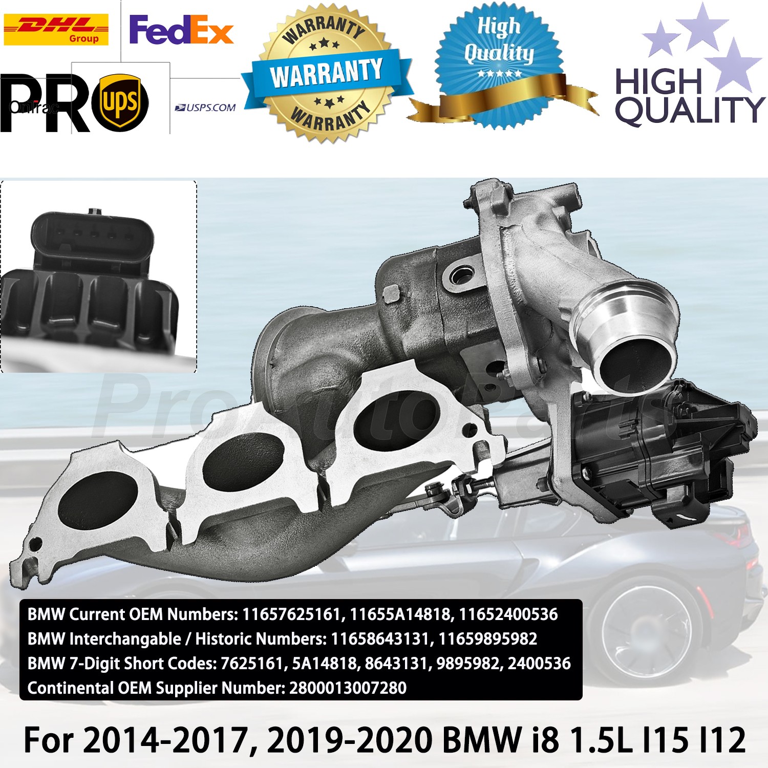 11657625161 Turbo Turbocharger for 2014-2017, 2019-2020 BMW i8 1.5L I15 I12 11657625161 Turbo Turbocharger for 2014-2017, 2019-2020 BMW i8 1.5L I15 I12