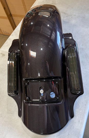 OS&D Advanblack Vivid Black Dominator Stretched Rear Fender For 2014-2023 HD