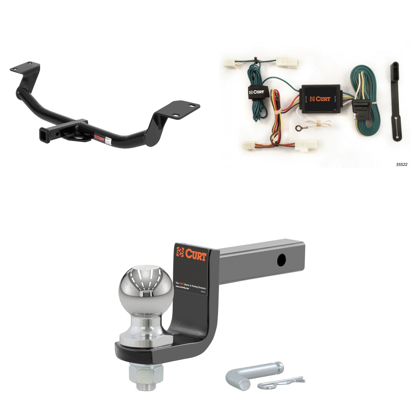 CURT Class 2 Trailer Hitch And Wiring Harness Tow Kit, 45148 Ball Mount 12221