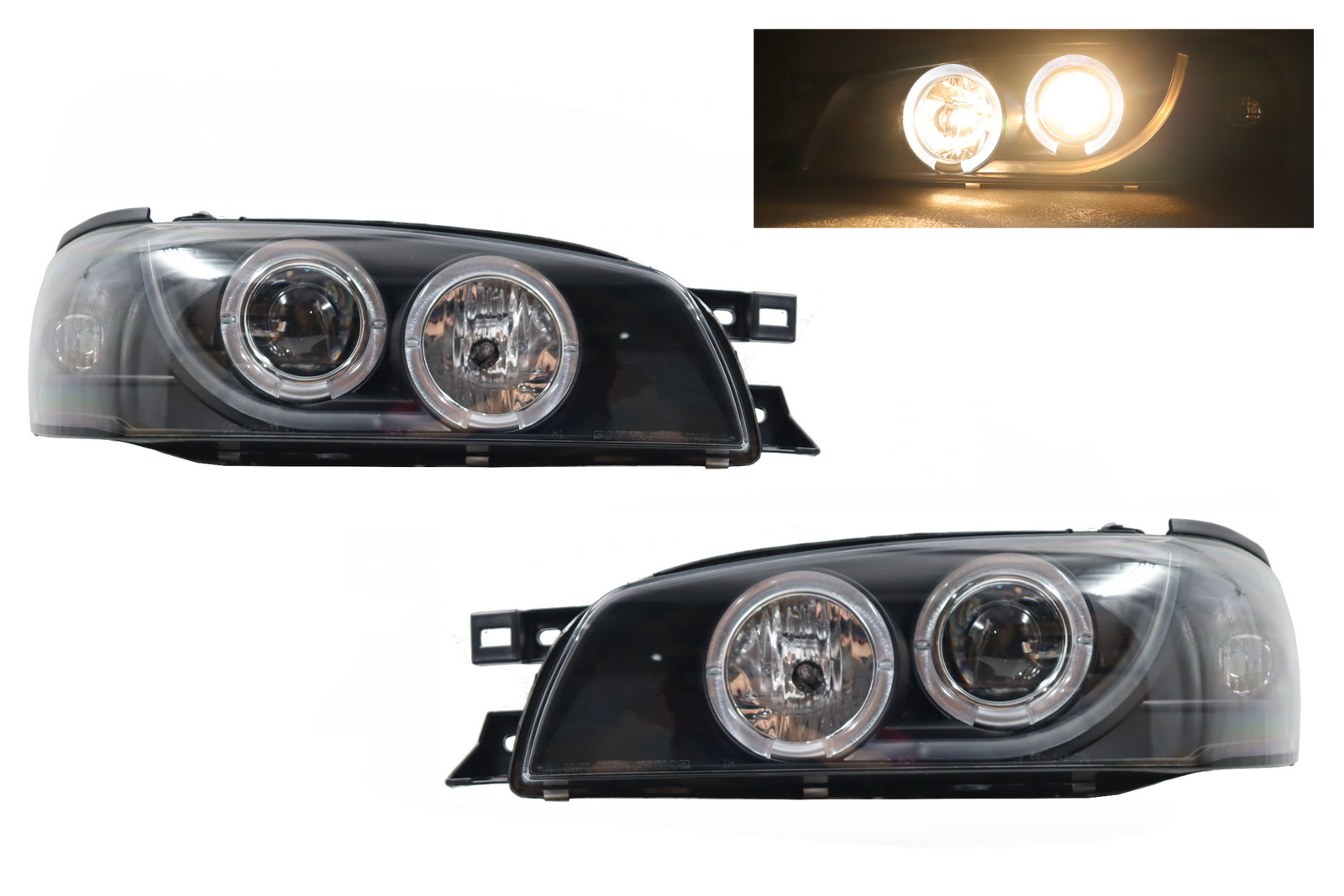 Fit~1995-2001~Subaru Impreza Led Black Headlight+Corner Turn Signal Lamps Pair