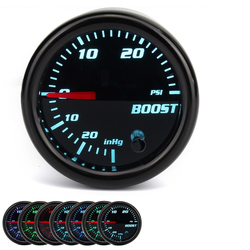 52mm Digital Boost Gauge Tinted 7 Color 0-30 PSI Pressure Turbo Meter 2