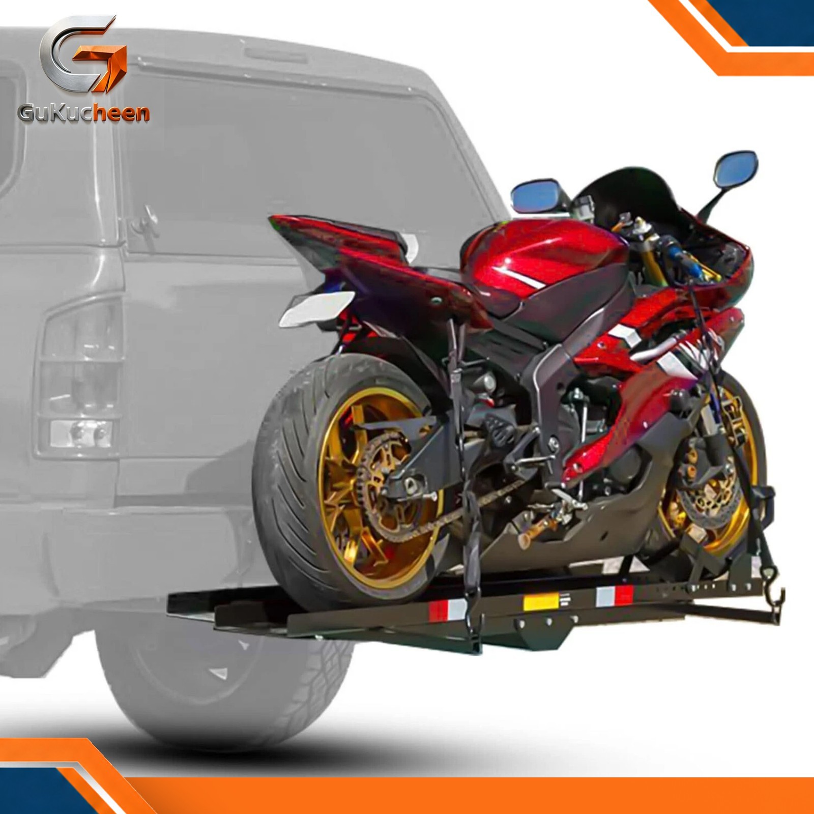 Black Motorcycle Scooter DirtBike Carrier Hauler Hitch Mount Rack Ramp Anti Tilt