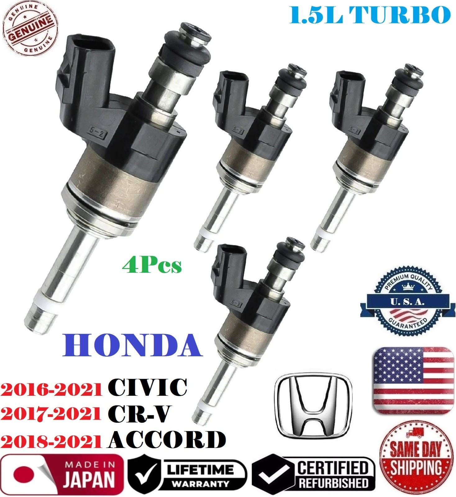 ✅ Genuine 4x Fuel Injectors For 2016-2021 HONDA CIVIC ACCORD CR-V 1.5L I4 TURBO ✅ Genuine 4x Fuel Injectors For 2016-2021 HONDA CIVIC ACCORD CR-V 1.5L I4 TURBO