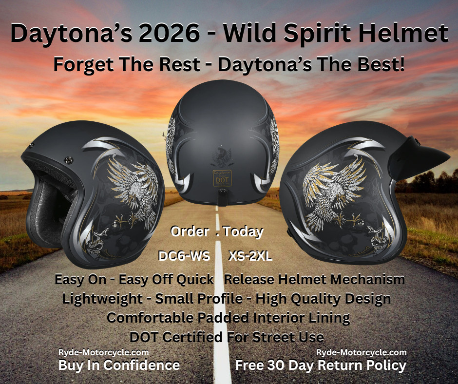 Daytona DOT 2026 Vintage Wild Soul  3/4 Motorcycle Men's/ Women's Helmet DC6-WS