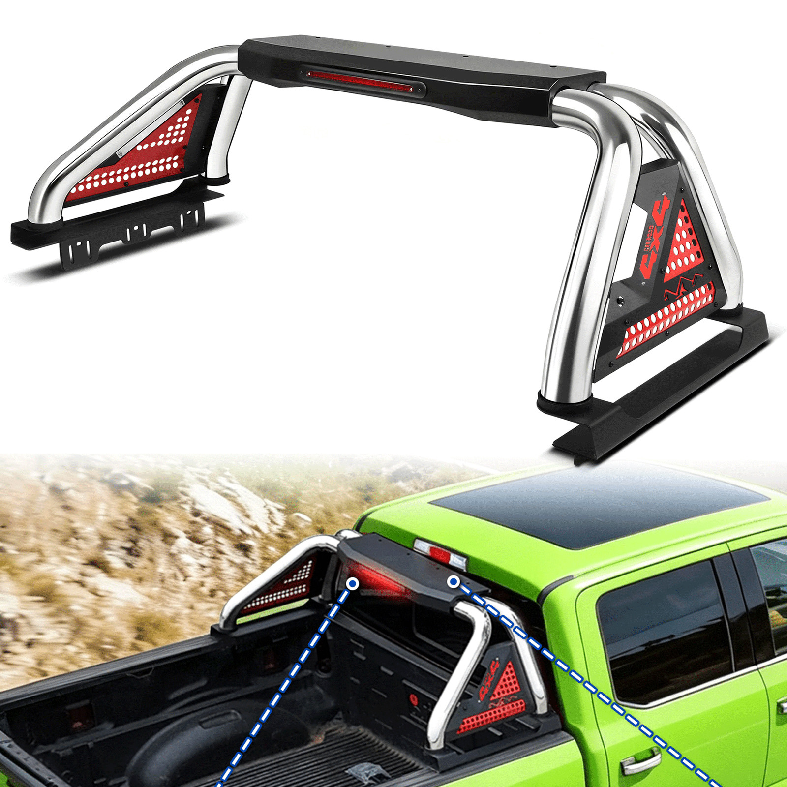 55''-63'' Adjustable Truck Roll Bar For Ranger Colorado Gladiator Canyon Tacoma
