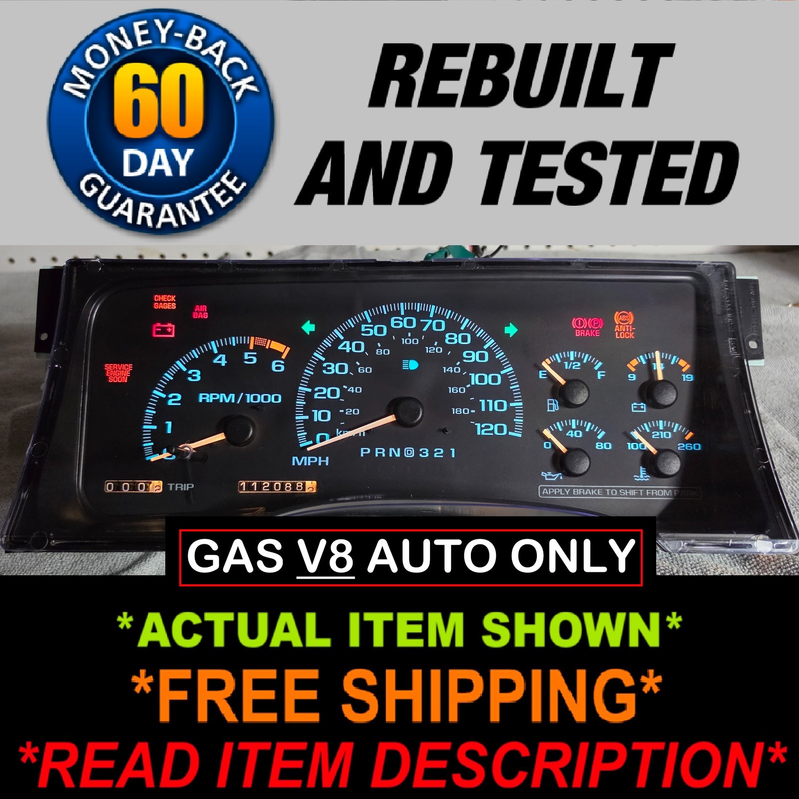 1999-2000 GMC Yukon Denali Cadillac Escalade Gauge Cluster