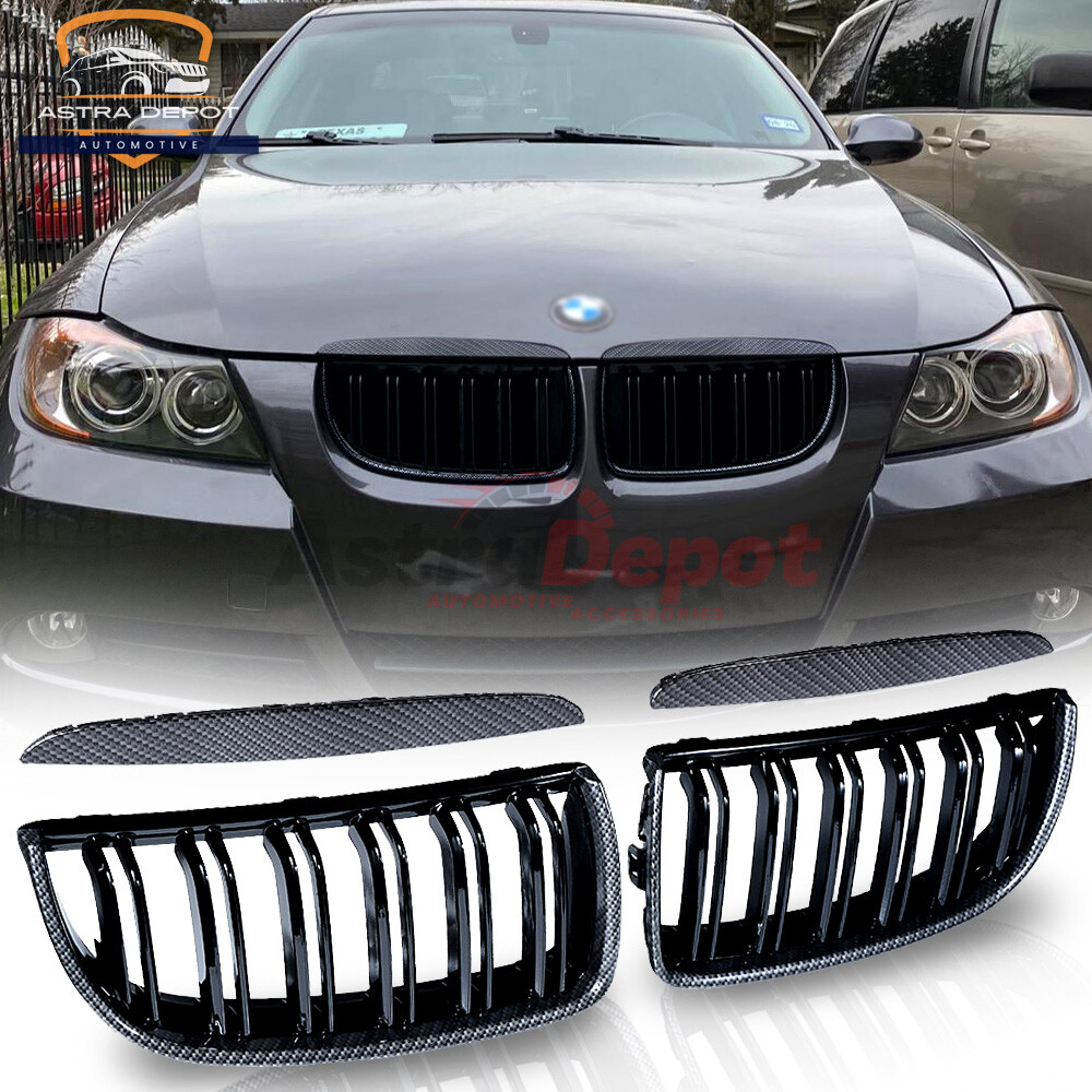 For 2005-2008 BMW E90 E91 Sedan 328i 335i 325xi Front Kidney Grille Carbon Fiber