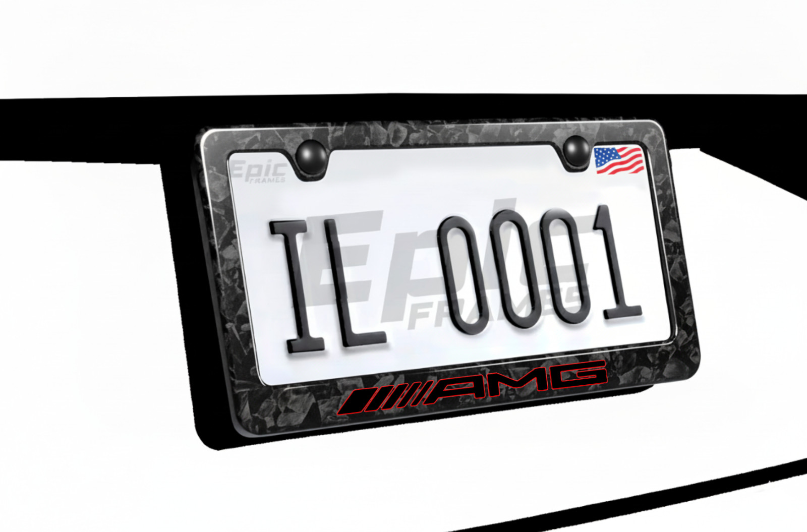 Red&Black AMG Mercedes Benz  100% FORGED CARBON License Plate Frame Ghost Effect
