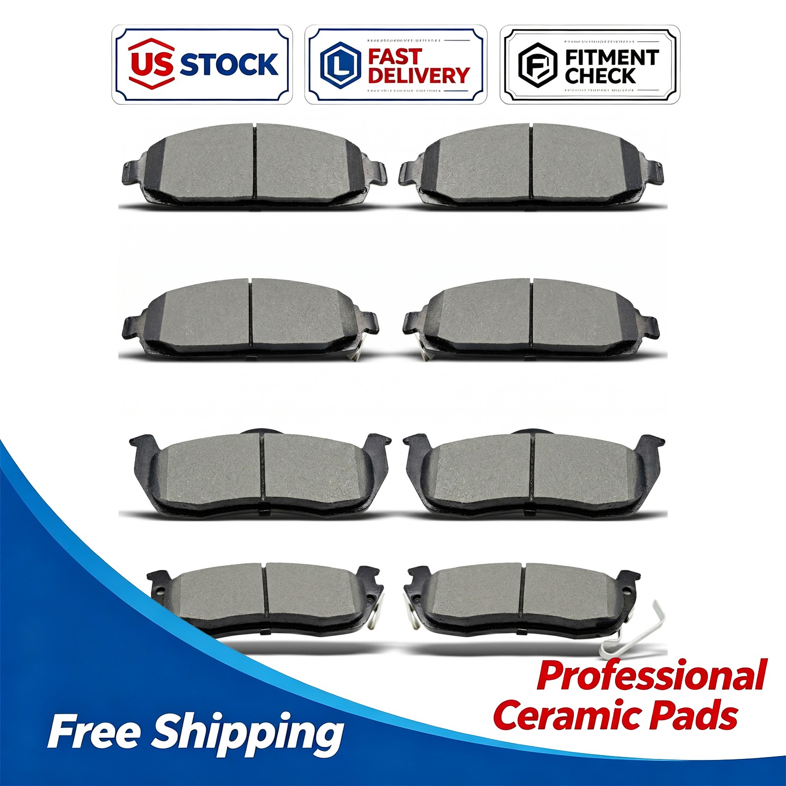 Front Rear Ceramic Brake Pad Set for Jeep Grand Cherokee 2005-2010 Commander